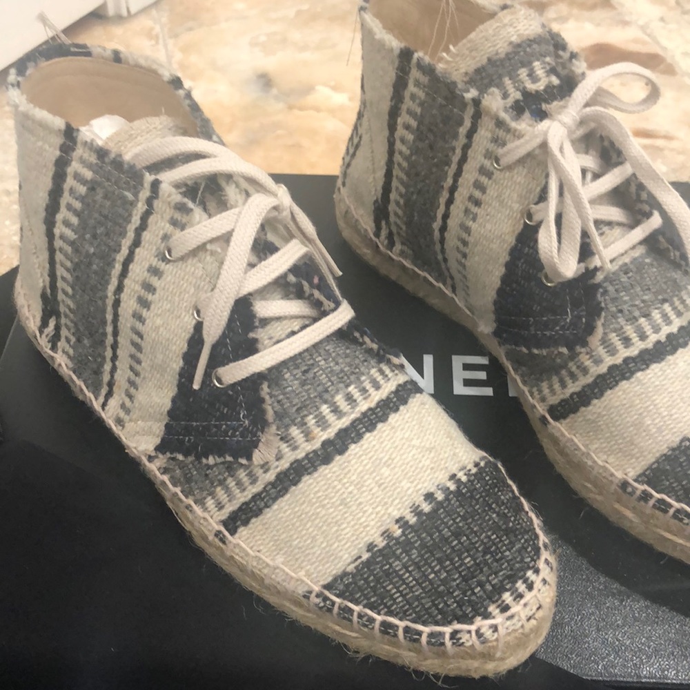 Chanel lace up espadrilles